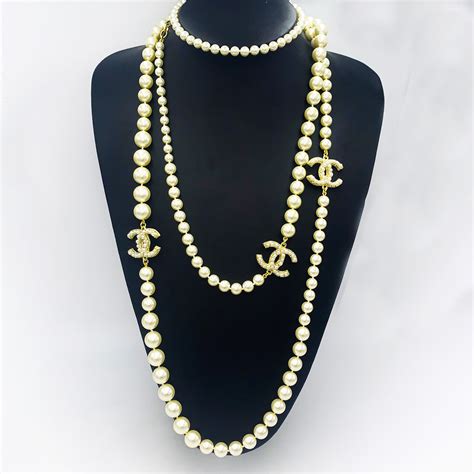 chanel pearl necklace men|chanel pearl long strand necklaces.